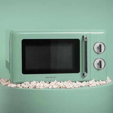 Мікрохвильова піч Cecotec ProClean 3010 Retro 20 л, 700 Вт, механічна, 6 режимів, таймер 30 хв, режим розморожування, вінтажний дизайн, зелена, сталевий корпус
