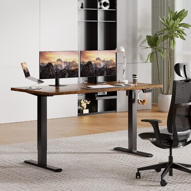 Регульований стіл JUMMICO 140x60 см, коричневий: електричний, з пам'яттю, для роботи та навчання