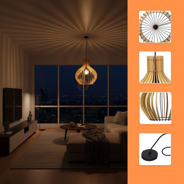 Підвісна лампа Relaxdays з дерев'яними плафонами