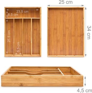 Лоток для столових приборів 4,5x25,5x34см бамбук 5 відділень шухляда-органайзер дерево, натуральне (макс. 50 символів)