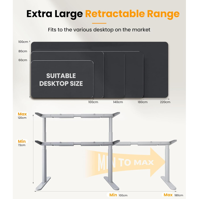 Електричний столик для роботи MAIDeSITe EL2 Pro Art з регулюванням висоти, сірий. Овальне підстав'я, навантаження 180 кг, 4 пам'яті, захист від зіткнень