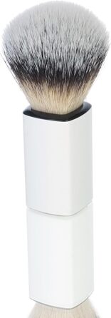 Щітка для гоління синтетичного волосся, з білою пластиковою ручкою, висота 10 см Кільце Ø 21