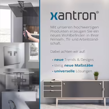 Підставка під телевізор Xantron регулюється по висоті для телевізорів до 75 дюймів, з полицею, не перекочується