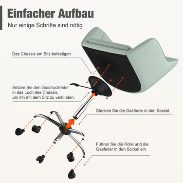 Крісло для робочого столу Daccormax, крісло для туалетного столика, обертове крісло до 150 кг, офісне крісло з регулюванням висоти, крісло для дому з м'якою оксамитовою оббивкою, комфортне для робочого кабінету, спальні, офісу, рожеве (темно-зелене)