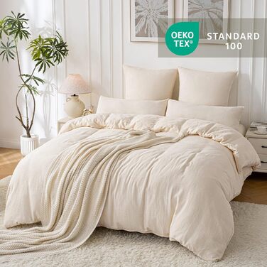Муслінова постільна білизна SOULFUL 200x200 см, комплект 2 шт. (простирадло 135x200 см, наволочка 80x80 см), бавовна, ÖKO-TEX, застібка на блискавку, світло-бежевий