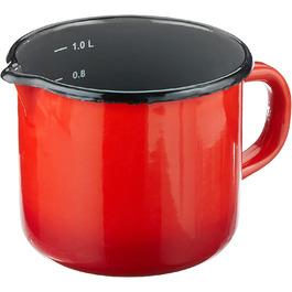 Емальований чайник Karl Krüger Rom 1л червоно-сірий з виливом, 12x12x11 см