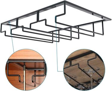 Підвісний тримач для винних келихів TentHome з гвинтами для бару, дому, кафе, кухні (3 ряди)