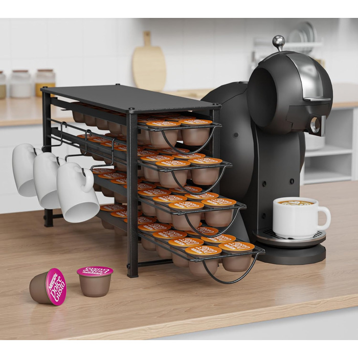 Тримач для капсул кави Dolce Gusto, 5-ярусний металевий ящик для капсул з тихими направляючими та антиковзними ніжками (56 капсул)