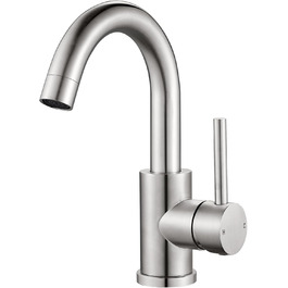 Змішувач для ванної кімнати/кухні з нержавіючої сталі, поворотний на 360°, висота виливу 150 мм, з однорідним змішувачем, покриття - нікель