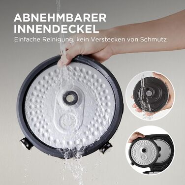 Мультиварка Midea Reiskocher 5 л: 11 програм, рисоварка, супниця, тушкувальник, пароварка, таймер, 24 год підігріву, чорний/сріблястий