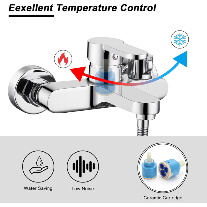 Змішувач для ванни з тропічною дощурою, набір для ванної кімнати (хром) BS111