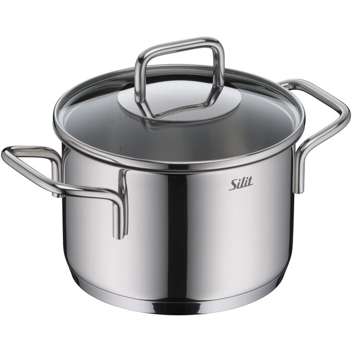 Набір кухонного посуду Silit Extra Cook: каструлі 16/20/24 см з кришкою, ковшик 16 см, мірна шкала, широке вушко, придатний для миття в посудомийній машині, з нержавіючої сталі Crominox