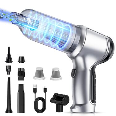 Акумуляторний ручний пилосос 18000Па 120Вт, портативний міні-пилосос для авто, дому та кухні, для вологого та сухого прибирання (шерсть тварин), чорний