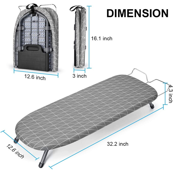 Складна прасувальна дошка Johgee 81,5x31 см, стійка з нековзними ніжками (стиль 1)