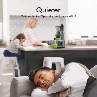 SIFENE Швидкодіючий шнековий соковичавник, сік преміум-якості, велика завантажувальна горловина 83 мм, для цілих овочів та фруктів, легкий у митті, тихий двигун, висока врожайність, BPA-free, сірий