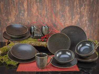 Серія RUSTY, набір посуду, комбінований фарфор, коричневі тони (комбінований сервіс з 20 предметів), 22407
