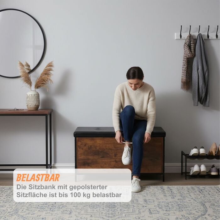 Лавка Relaxdays з місцем для зберігання, штучна шкіра