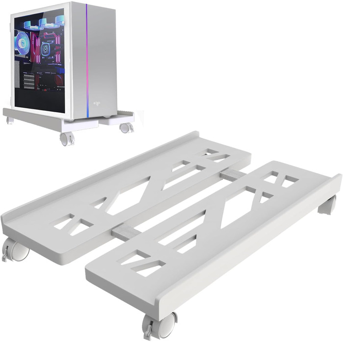 Підставка для ПК Tower, мобільна CPU підставка, універсальна підставка для комп'ютера з 4 роликами, підставка для настільного комп'ютера, візок для CPU під стіл для геймерів, студентів, дому, офісу - біла