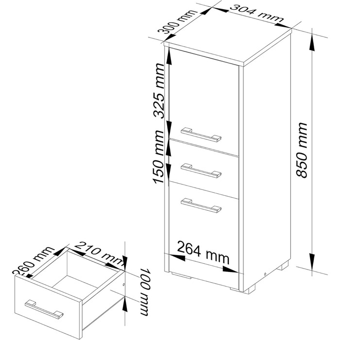 Тумба для ванної кімнати ADGO FIN Bollard 30x30x85 см, 2 двері, 1 ящик, білий