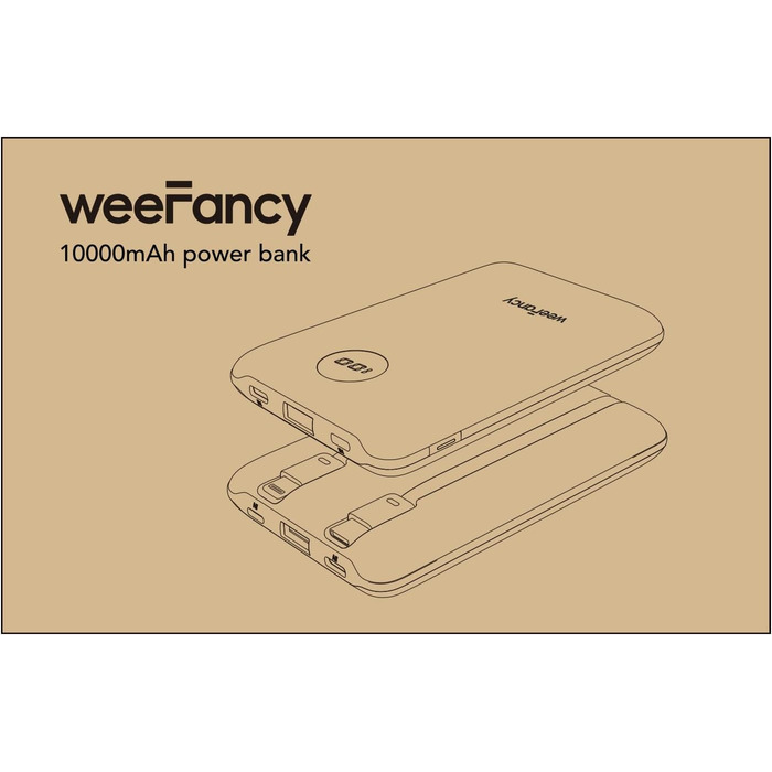 Міні-павербанк WeeFancy 10000 мАг з кабелями, 22,5 Вт, 3 входи/входи, для iPhone/Samsung/Huawei