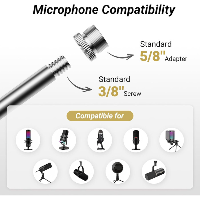 Мікрофонна стійка TONOR T40LP низькопрофільна, регульована, для геймінгу, подкастів, запису, 74 см, чорна