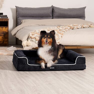 Ортопедичне ліжко для собак HMTOPE для собак великих і середніх розмірів, диван для собак, знімний і миється,нековзний підлогу, Подушка для собак, кошик для собак сірого кольору, 106 см л (106 80 20 см)