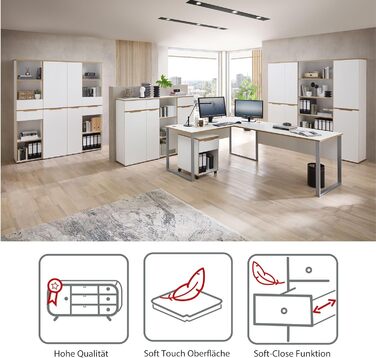 Роликовий контейнер Stella Trading Memphis для офісу - білий/декор Artisan Eiche, 45x66x55 см