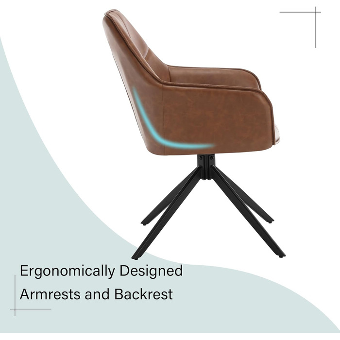 Крісла для їдальні WOLTU, набір 2 шт., поворотні, для кухні, вітальні, оббивка з жаккарду та корду, з металевими ніжками, світло-коричневі, штучна шкіра