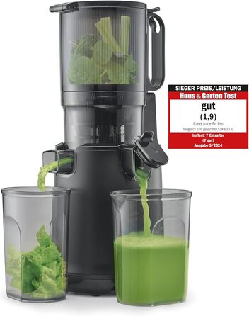 CASO Juice Fit Pro - Швидковичавниця, Тест-переможець: Haus & Garten Test, Низька швидкість (40 об/хв), Велика завантажувальна воронка 130 мм Ø для цілих фруктів, Чорний