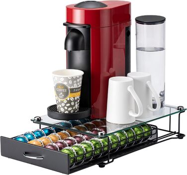 Організатор для капсул Vertuo: підставка для Nespresso з підсвічуванням, для шафи, Vertuoline, 40 капсул (з ручкою)