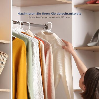 Плечики для одягу SereneLife, 30 шт. Плечики для одягу з пластику, антиковзаючі, економія місця, 0.6 см товщиною, 42 см шириною, ультратонкі та міцні з вирізами для плечей, 30 шт. (Білий, 20 шт.)