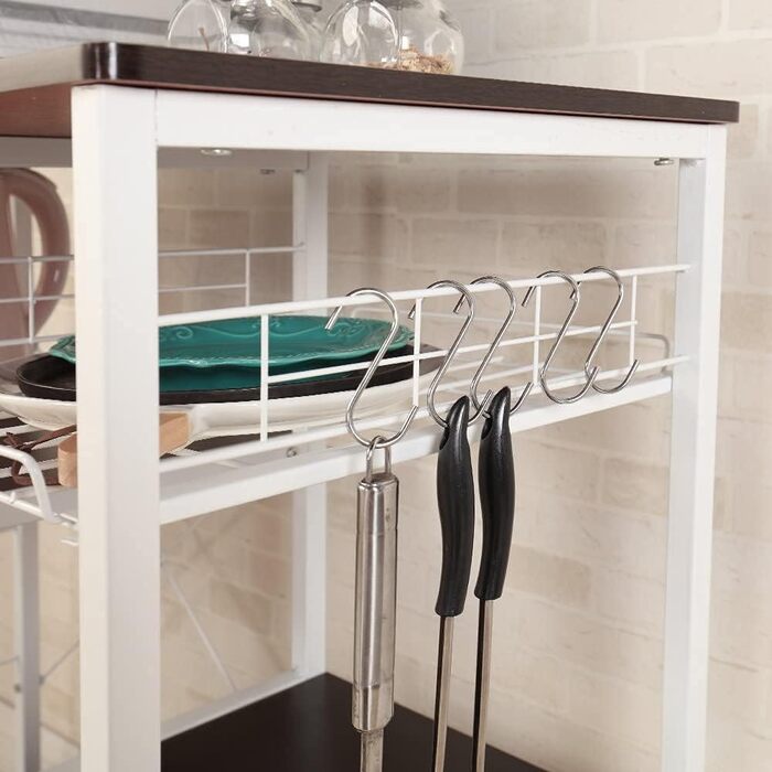 Стелаж для кухні Soges: місткий, з 3 полицями, для мікрохвильової печі, чорний (темно-коричневий)