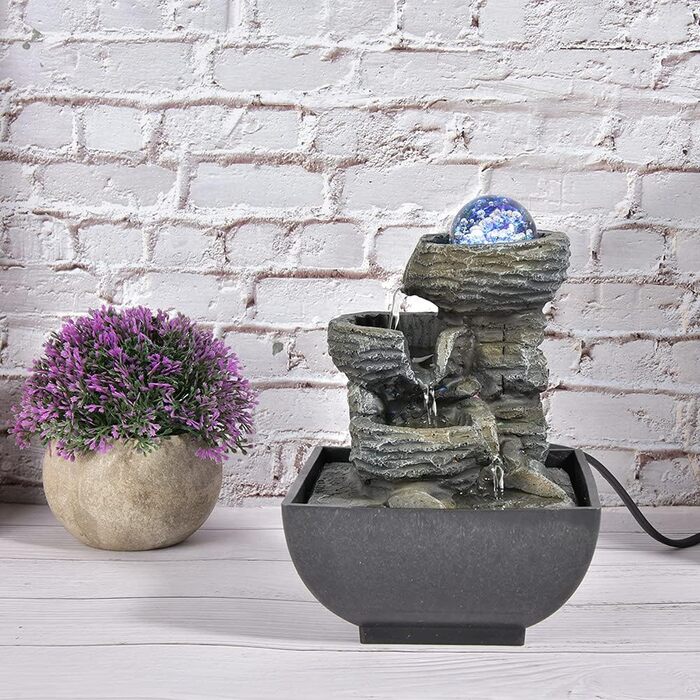 Кімнатний фонтан Ejoyous з підсвічуванням: фонтан для дому, водяний фонтан, декор для вітальні, зволожувач повітря, для медитації та релаксації, EU-штекер 220V