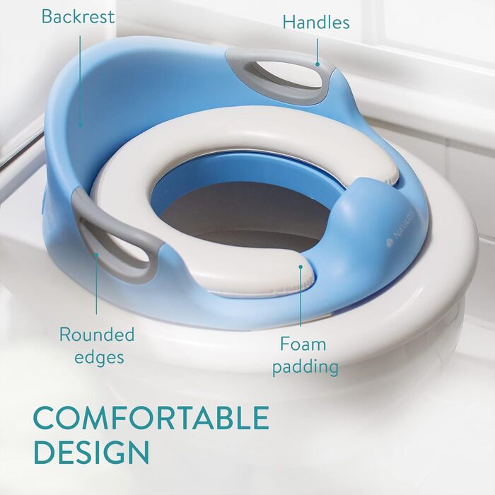 Насадка на унітаз Navaris для дітей (12 міс - 7 років) з антиковзним покриттям, ручками та захистом від бризок - синій