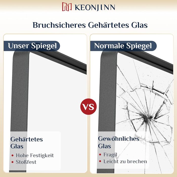 Дзеркало настінне Keonjinn Wand Spiegel чорного кольору 40x50 см з металевим каркасом, прямокутна форма. Підходить для ванної кімнати, вітальні, спальні, коридору.