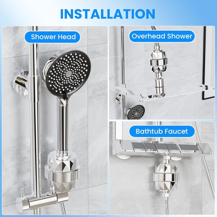 Набір мінеральних перлин YEAUPE для душу, фільтр від накипу, 4 шт. (2 фільтри), антибактеріальний, іонізація, мінералізація, pH-нейтральний