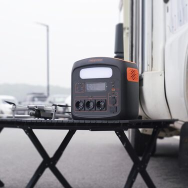 Портативна електростанція 1500W (3000W пікова потужність), 1102,5Wh LiMnFePO4 акумулятор, швидка зарядка за 90 хв, PD 100W, USB-C/AC/DC, сонячна панель, для кемпінгу, резервне живлення, на відкритому повітрі (Помаранчевий + Чорний)