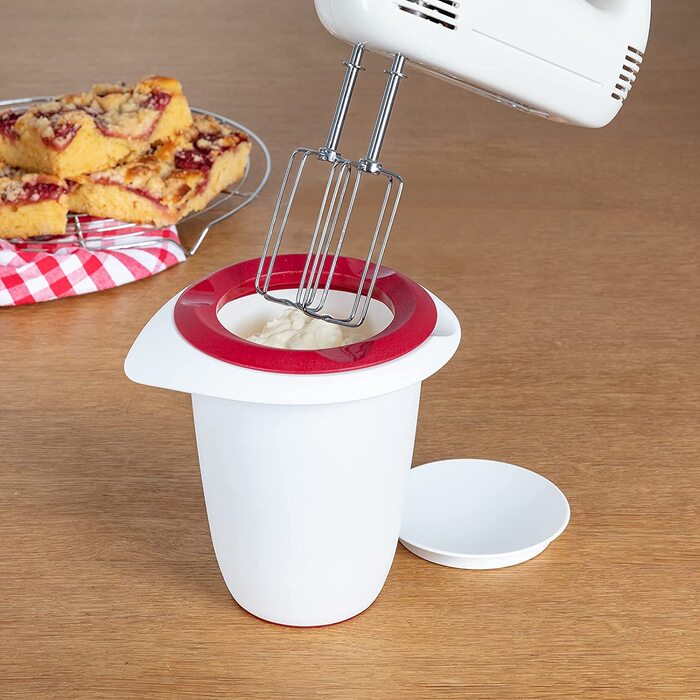 Набір для приготування та випічки Westmark Duo 4 предметів: каструля Quirltopf 1 л, миска для перемішування 3,5 л, мірна склянка 1 л, шпатель для тіста, пластик/силікон, прозорий/білий/червоний/чорний