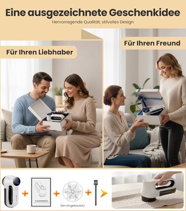 Електричний видалення ворсу CuieTuee з LED, USB-зарядкою, 3 швидкості, 2000mAh - для одягу, білий