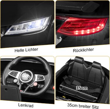 Дитячий електромобіль LEADZM 12V з музикою, сигналом, фарами, дистанційним керуванням, 3-5 км/год, білий/чорний