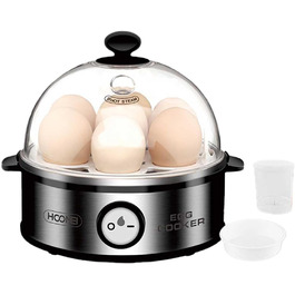 Алюмінієва яйцеварка, 350 Вт, з 7 яйцями, легко чиститься, м'яка, середньої жорсткості, з контейнером для омлету та автоматичним відключенням