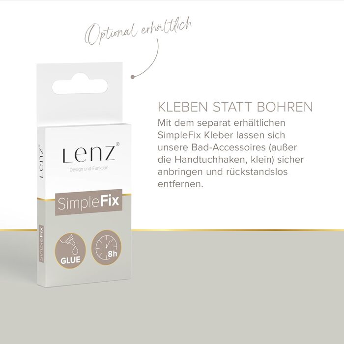 Тримач для рушників Lenz Juna, золото, 40 см, 2 поворотні руки, антифлерофільне покриття, монтаж на стіну (клей/свердління)