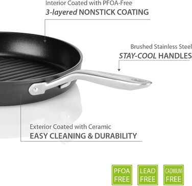 Сковорода TECHEF OXGP Onyx Collection з антипригарним покриттям Teflon Platinum, 30.5 см, алюміній, чорна