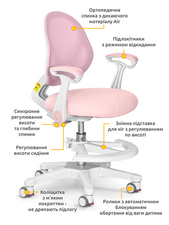 Дитяче крісло Evo-kids Mio Air Pink (арт.Y-307 KP)