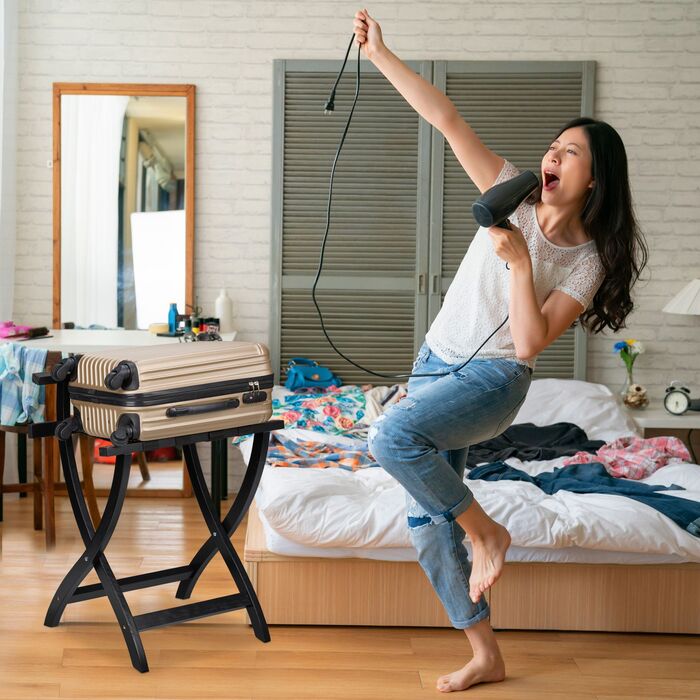 Підставка для валізи Relaxdays чорного кольору з захистом для стін