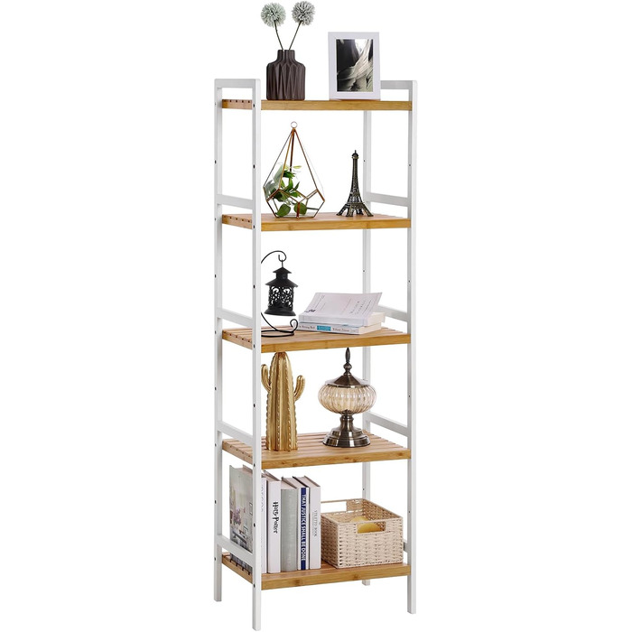 SONGMICS Regal Bambus - Поличкова стійка з бамбука, 5 ярусів, 31.5 x 45 x 142 см, для ванної, кухні, вітальні, спальні, балкону