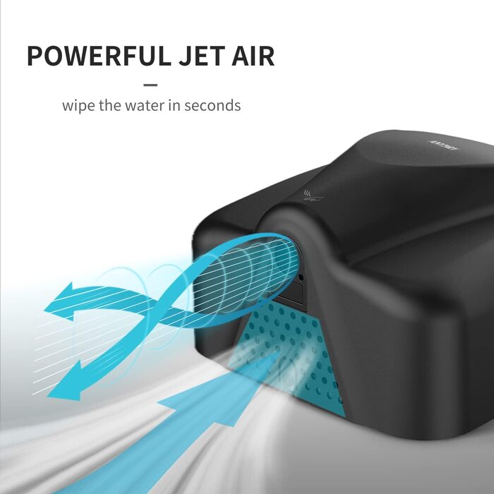 Anydry 2812 - Електричний сушар для рук AnyDry, для комерційного використання, нержавіюча сталь, швидка сушка (7-10 сек), 1600W, чорний (Brushed)