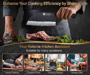 Ніж кухарський XINZUO Damaststahl 19,3 см з фінішною обробкою Hammer, професійний, з нержавіючої сталі Дамаск, з ергономічною ручкою з білого дуба, серія Mo