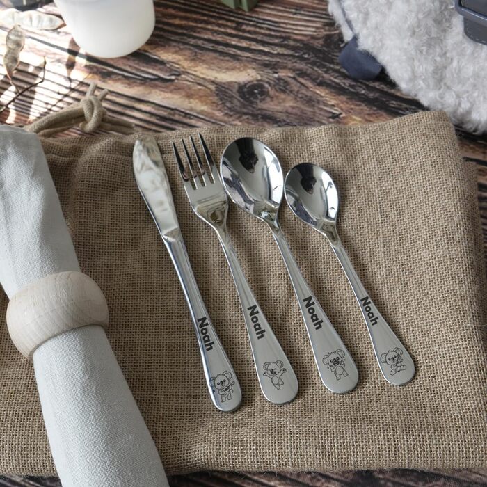 Дитячий набір столових приборів Kinderbesteck з гравіюванням імені (Коала)