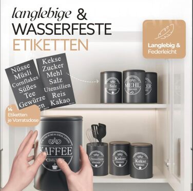 Набір контейнерів для зберігання кави, цукру та борошна IDEALTASTIC® Premium, 3 шт по 500г, герметичні, з нержавіючої сталі